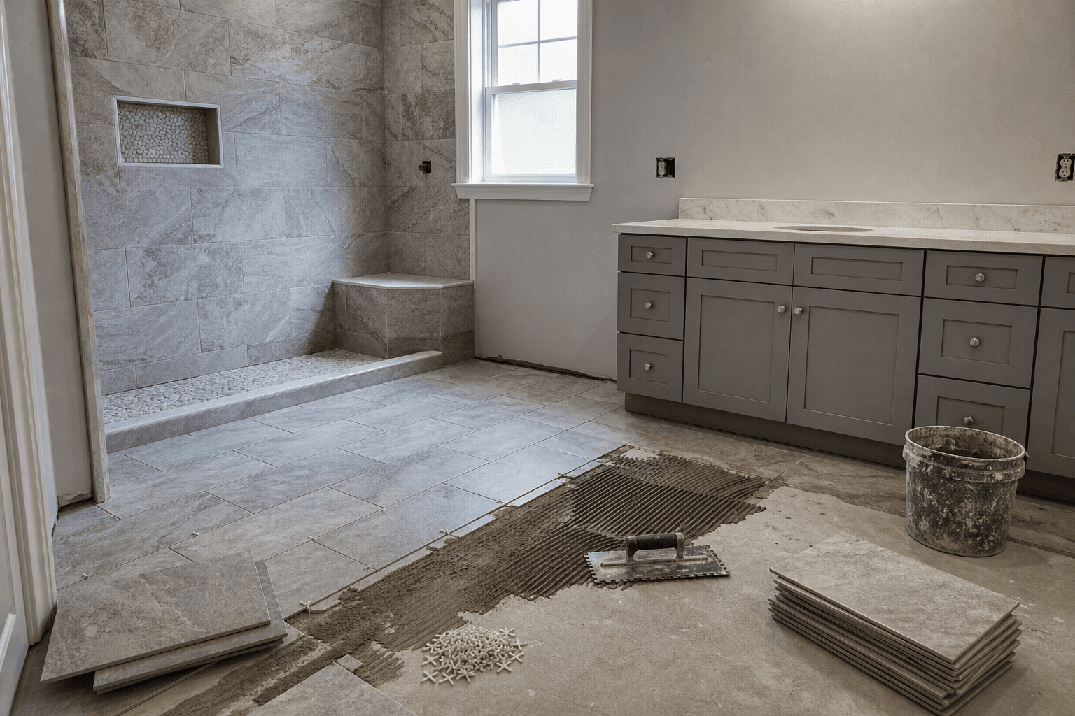 Illustrative image: What changes the cost of bathroom tile installation in Lakewood?